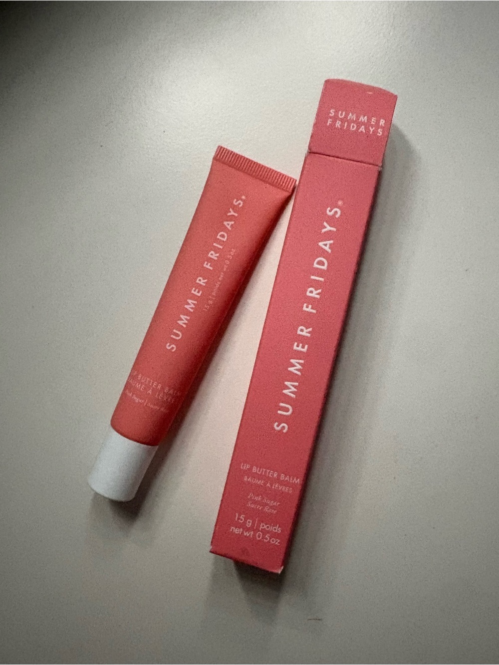 Summer Fridays Lip Butter Balm - Coral Pink Tube & Box